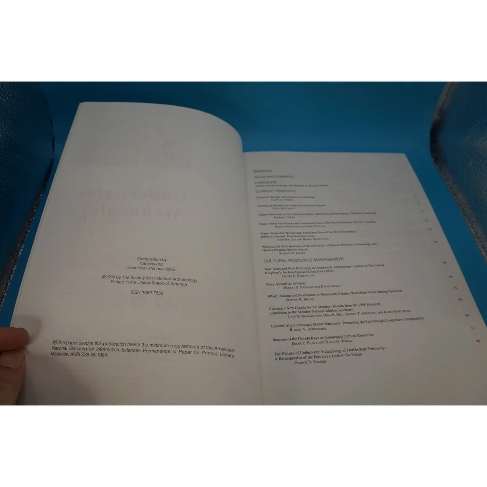 Society for Historical Archaeology 1999 Underwater Archaeology Journal Book